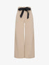 Pantalon ample à taille haute froncée - Beige - 4