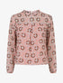 Blouse manches longues à col rond et imprimé anneaux - Rose - 5