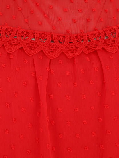 Top plumetis sans manches uni - Rouge - 3