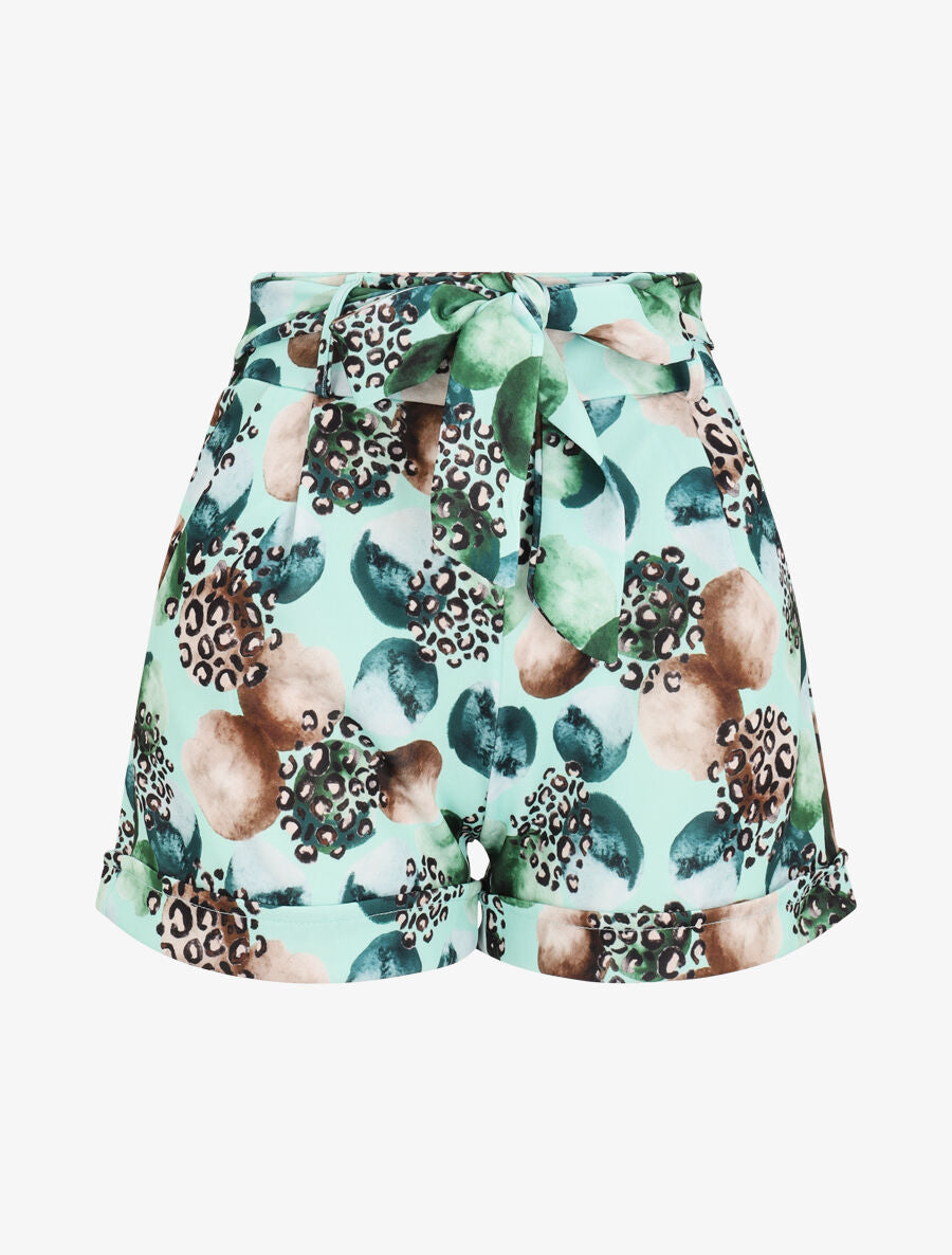 Short à imprimé léopard et cercles stylisés - Vert menthe - 4