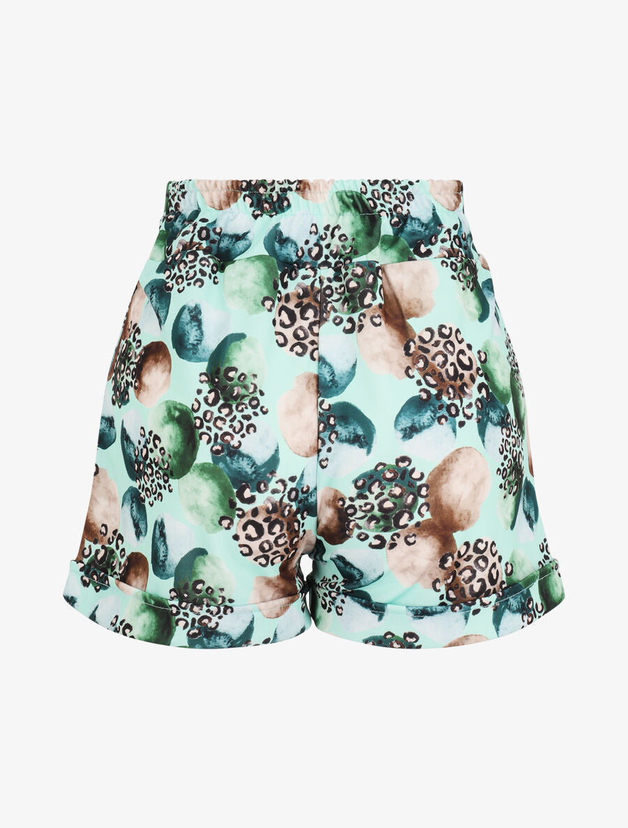 Short à imprimé léopard et cercles stylisés - Vert menthe - 2