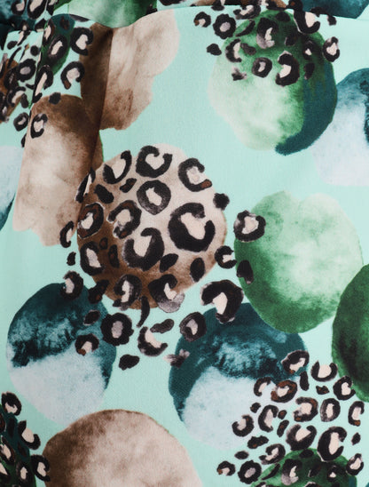 Short à imprimé léopard et cercles stylisés - Vert menthe - 3