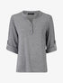 Pull uni fin à manches retroussables - Gris - 1