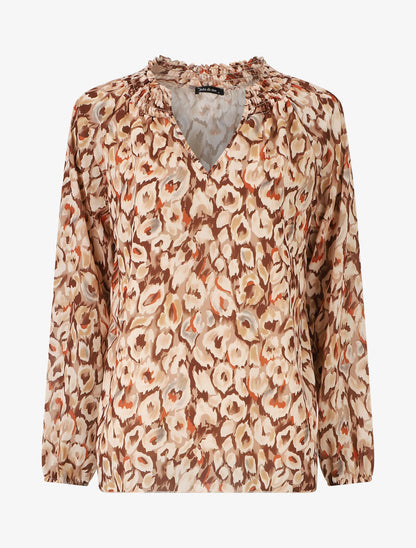 Blouse en voile à imprimé graphique - Camel - 5
