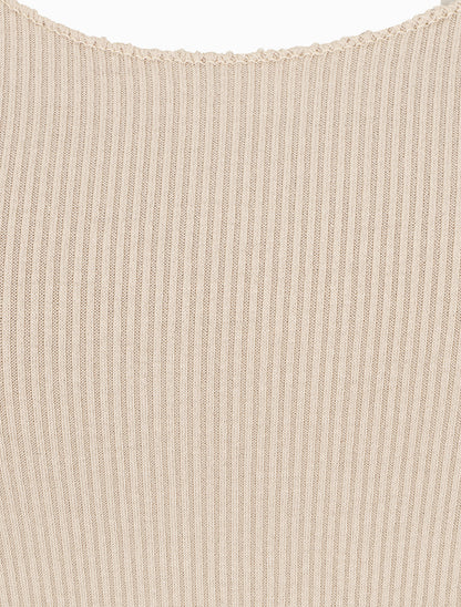 Débardeur côtelé coupe ajustée - Beige - 3