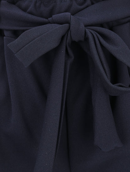 Short uni élastiqué à revers - Marine - 3