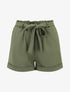 Short uni élastiqué à revers - Kaki - 1