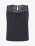 Top sans manches col en dentelle - Marine - 1