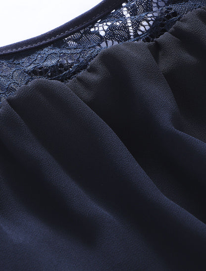 Top sans manches col en dentelle - Marine - 4