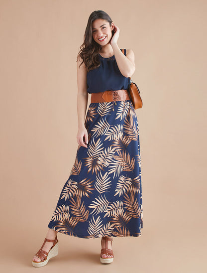 Top sans manches col en dentelle - Marine - 5