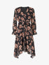 Robe élastiquée à imprimé fleuri - Noir - 1