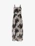 Robe longue imprimé végétal à fines bretelles - Noir/beige - 5