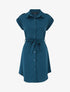 Robe chemise unie manches courtes - Bleu canard - 1