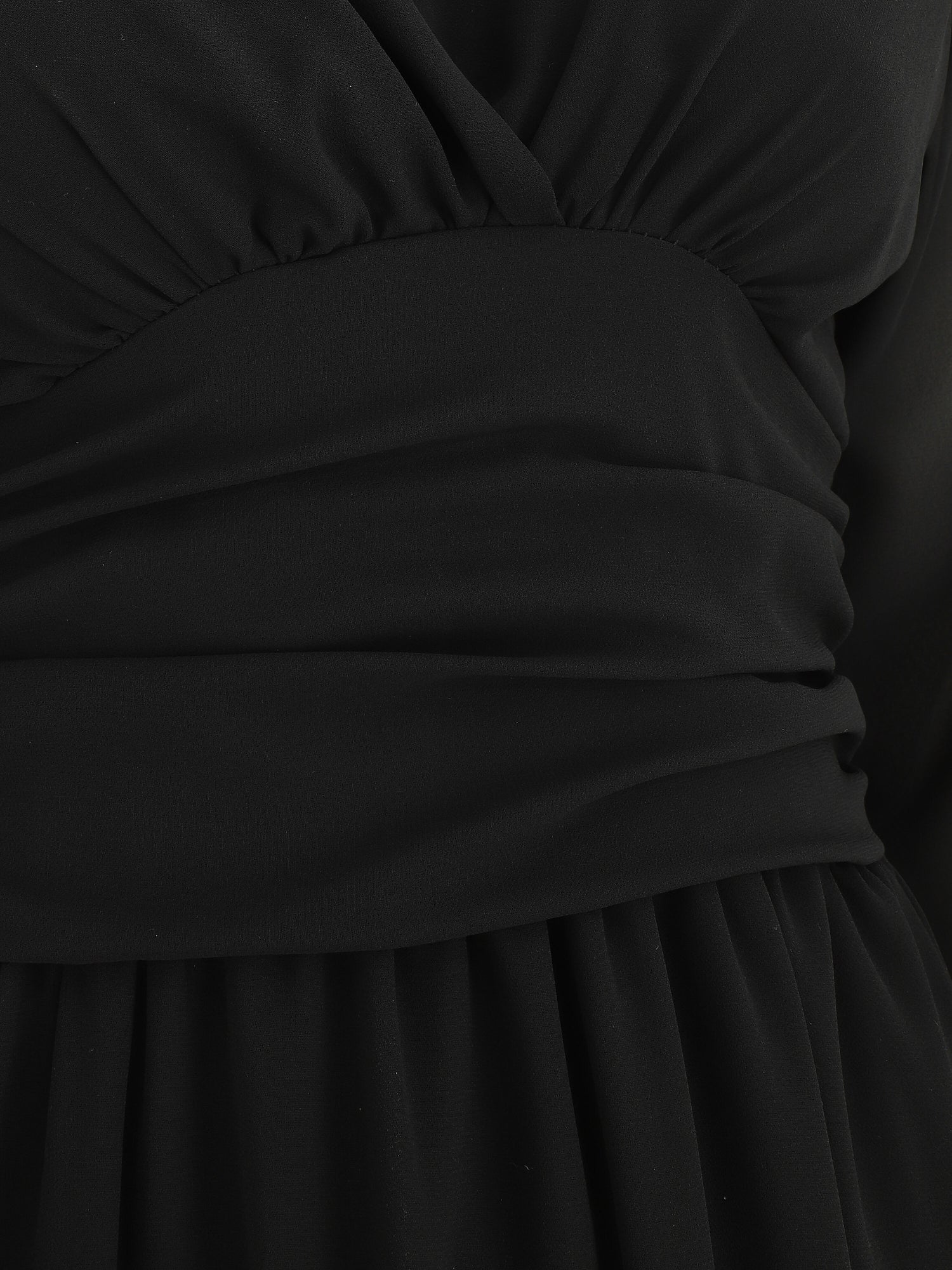 Robe longue élastiquée à col cache-coeur - Noir - 3