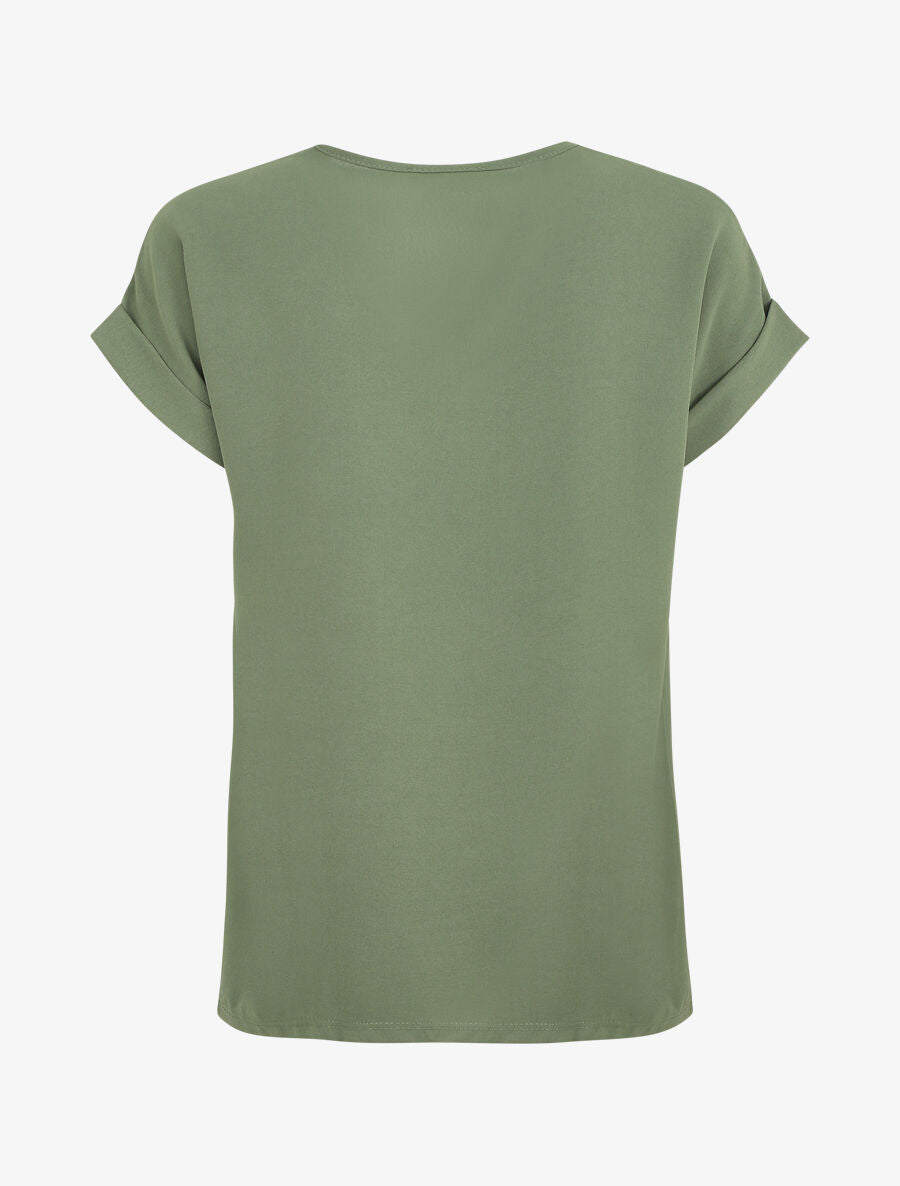 Top fluide uni manches courtes - Kaki - 2