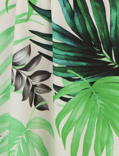 Robe mi-longue à imprimé tropical - Blanc - 3