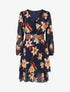 Robe élastiquée à imprimé fleurs - Marine - 1