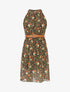 Robe sans manches évasée imprimé petites fleurs - Kaki - 4