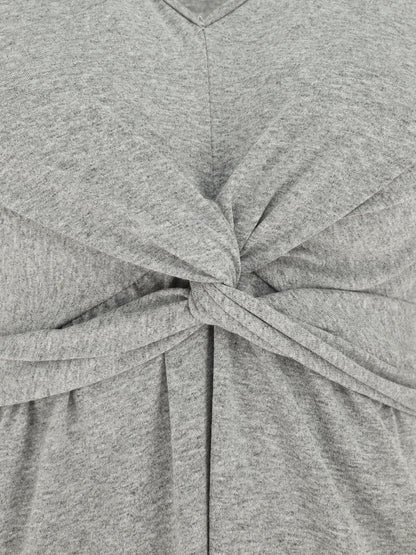Robe longue unie à col V - Gris - 3