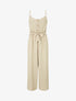 Combinaison unie fluide à taille élastiquée - Beige - 5
