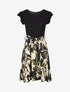 Robe évasée bi-matière imprimé graphique - Noir - 1