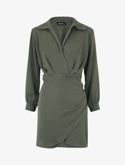 Robe courte élastiquée - Kaki - 1
