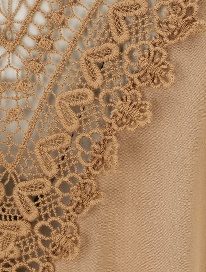 Top sans manches uni dos en crochet - Beige foncé - 3