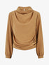 Blouse unie à col bénitier montant - Camel - 4