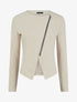 Veste courte à bord fendu asymétrique - Beige - 4