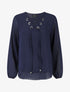 Blouse unie avec lacets - Marine - 5