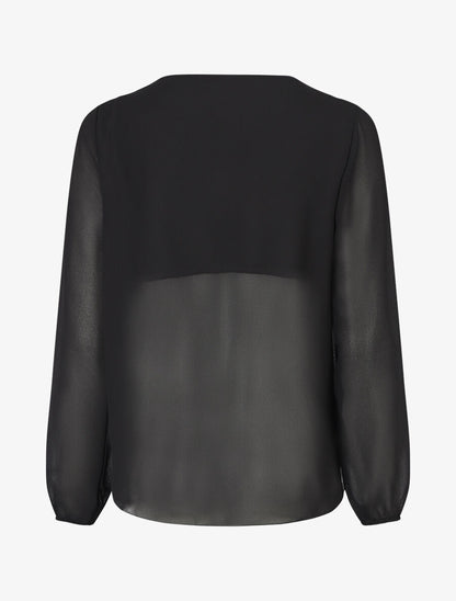 Blouse oversize à col cache coeur - Noir - 2