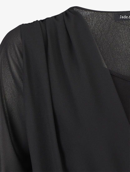 Blouse oversize à col cache coeur - Noir - 3