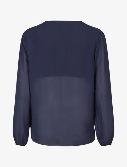 Blouse oversize à col cache coeur - Marine - 2