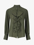 Blouse en voile à buste volanté - Kaki - 1