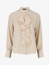 Blouse en voile à buste volanté - Beige - 1