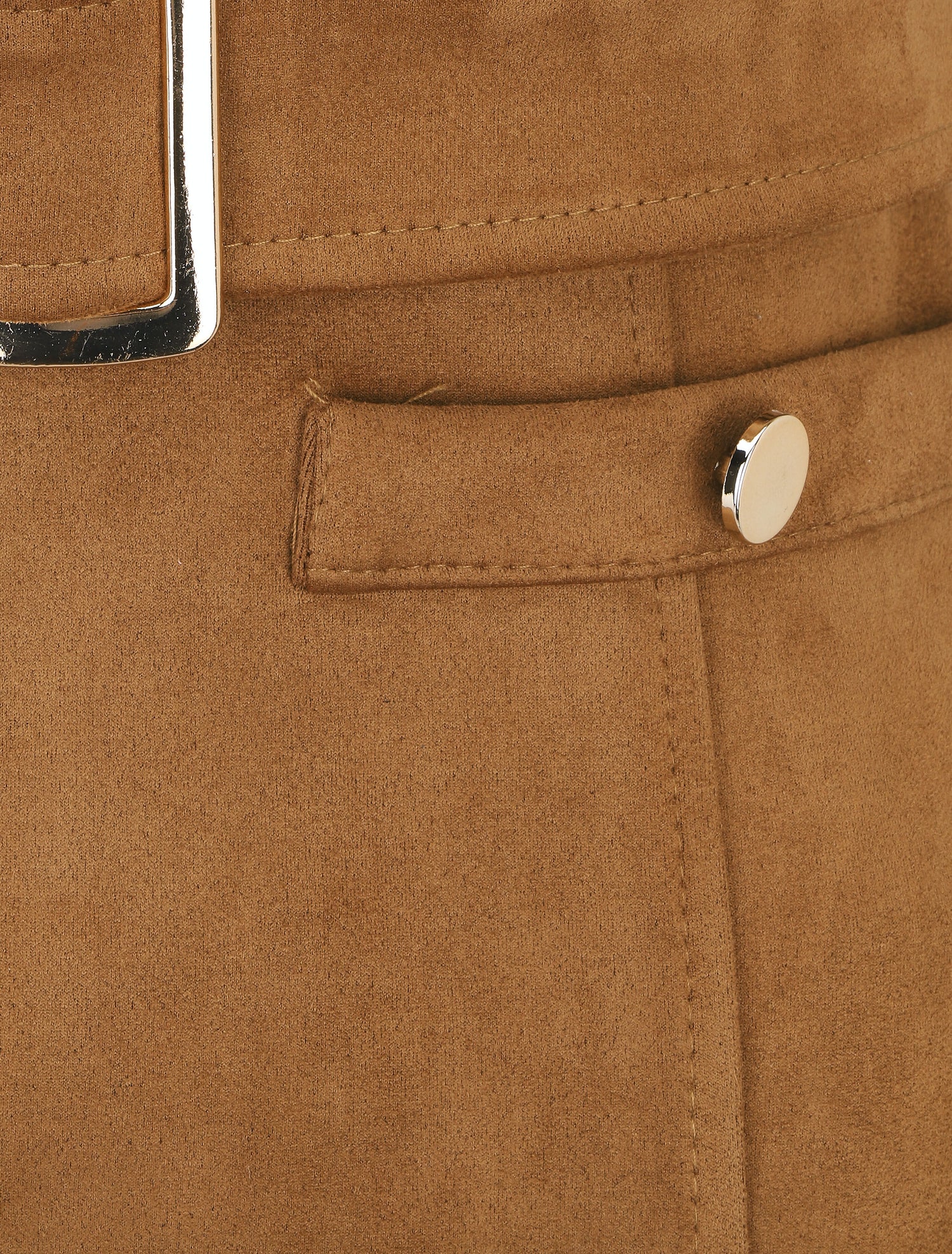 Robe courte ceinturée en suédine - Camel - 3