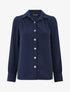Blouse unie à manches longues - Marine - 1