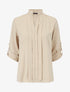 Blouse unie à manches retroussables - Beige - 5