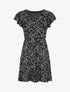 Robe courte coupe patineuse à imprimé fleuri - Noir - 1