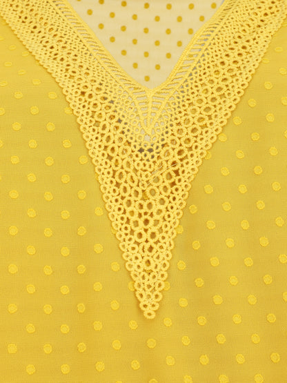 Top uni en voile texturé - Jaune - 3