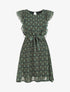 Robe élastiquée à manches volantées - Vert sapin - 1