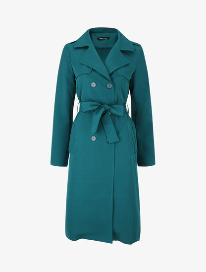 Trench long ceinturé - Bleu canard - 4