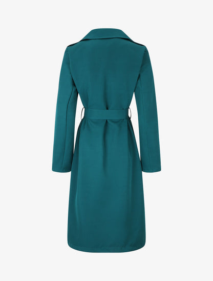 Trench long ceinturé - Bleu canard - 2