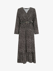 Robe longue à imprimé moucheté - Noir - 1
