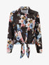 Blouse à nouer imprimé fleuri - Noir - 1