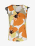 Top en dentelle imprimé grandes fleurs abstraites - Kaki - 5