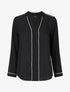 Blouse en voile à col V - Noir - 1