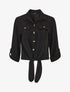 Blouse à nouer et manches retroussables - Noir - 1