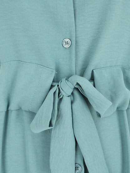 Robe longue style chemise à manches longues - Bleu clair - 3