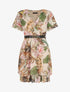 Robe évasée manches courtes imprimé fleurs tropicales - Beige - 4